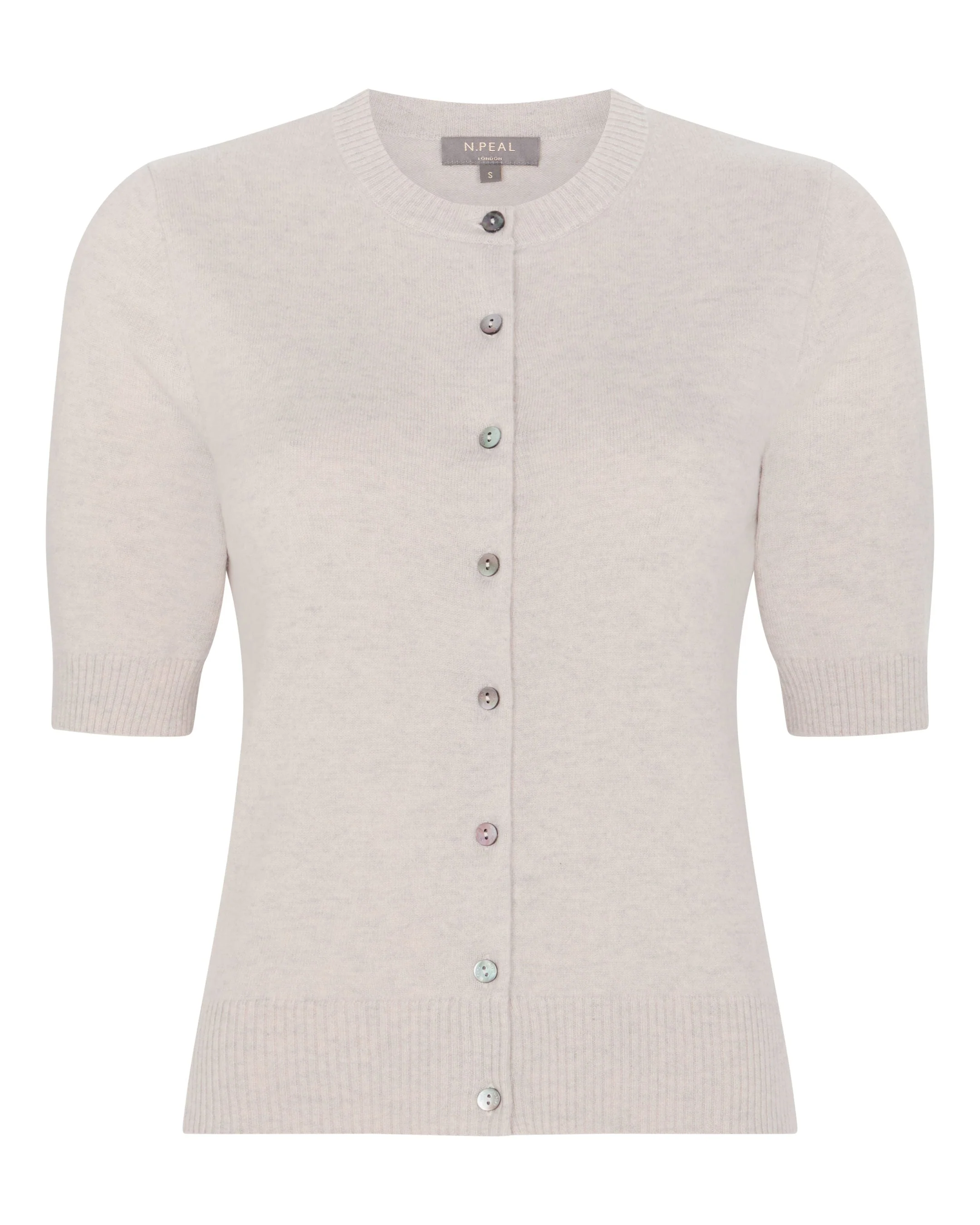 Women's Short Sleeve Cashmere Cardigan Pebble Grey - Image 2