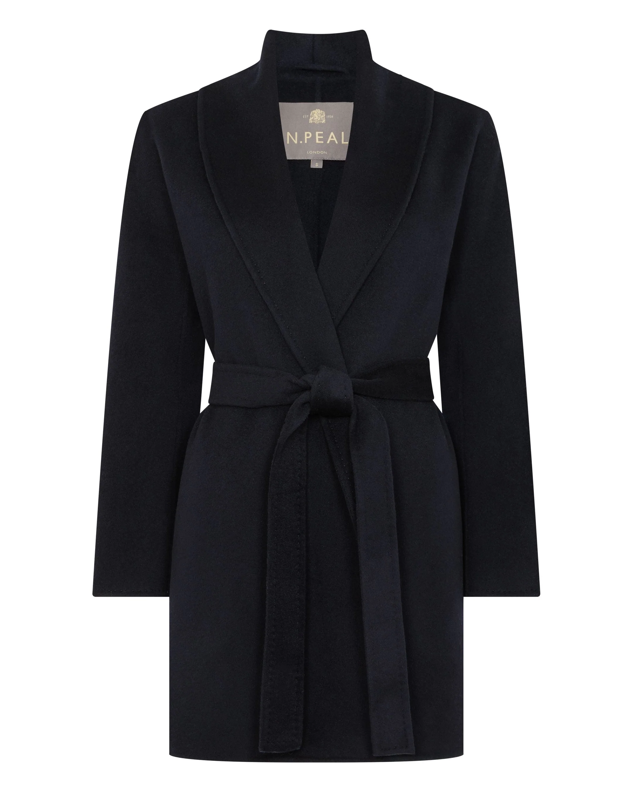 Women's Short Wool Cashmere Coat Dark Navy Blue - Image 2