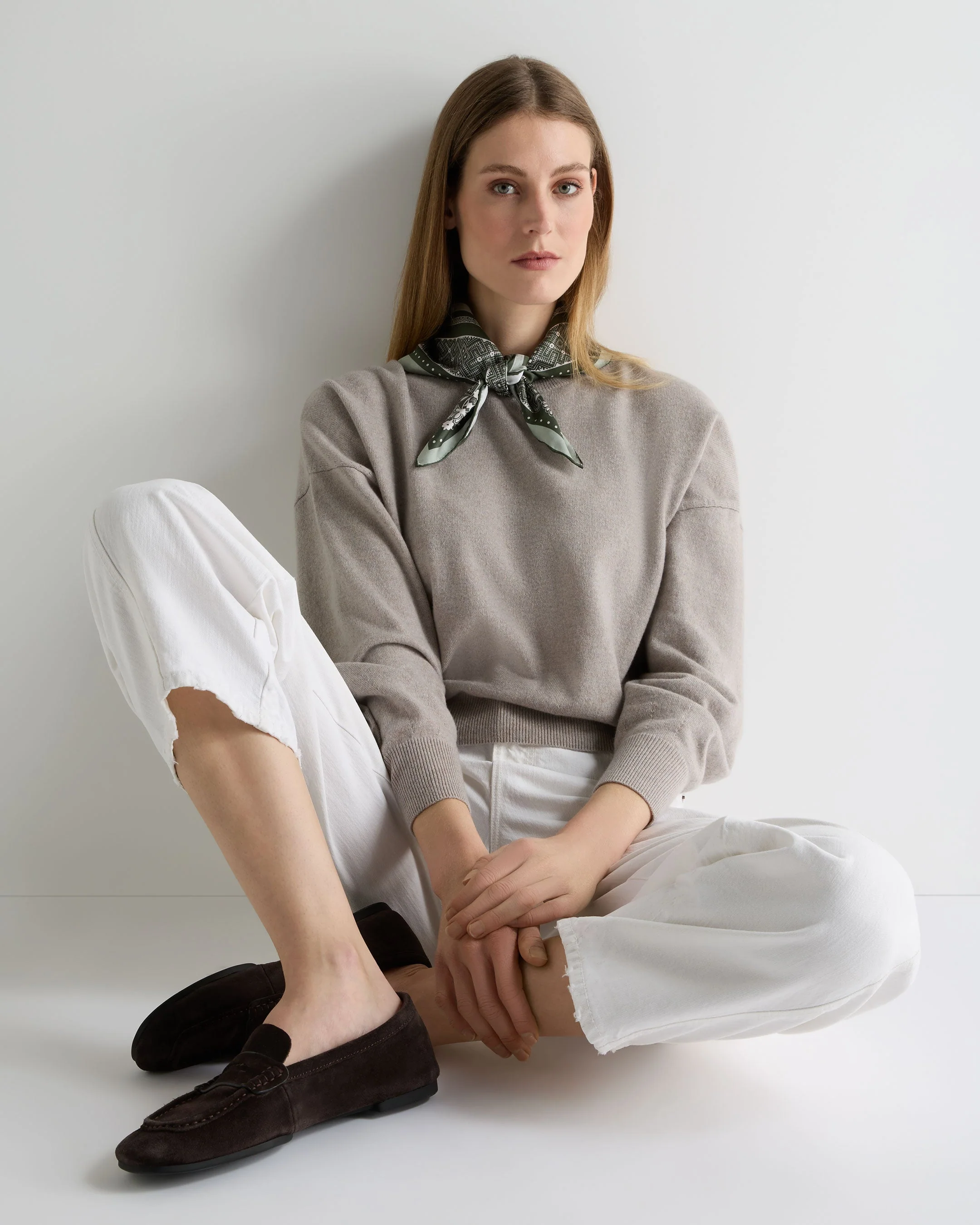 Women's Silk Twill Scarf Khaki Green - Image 3