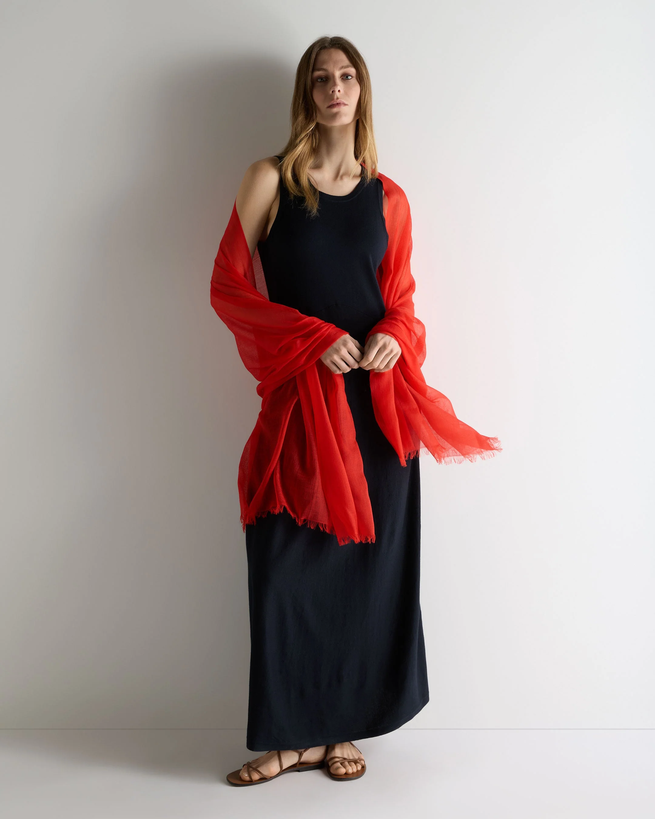 Women's Sleeveless Cotton Blend Maxi Dress Navy Blue - Image 3
