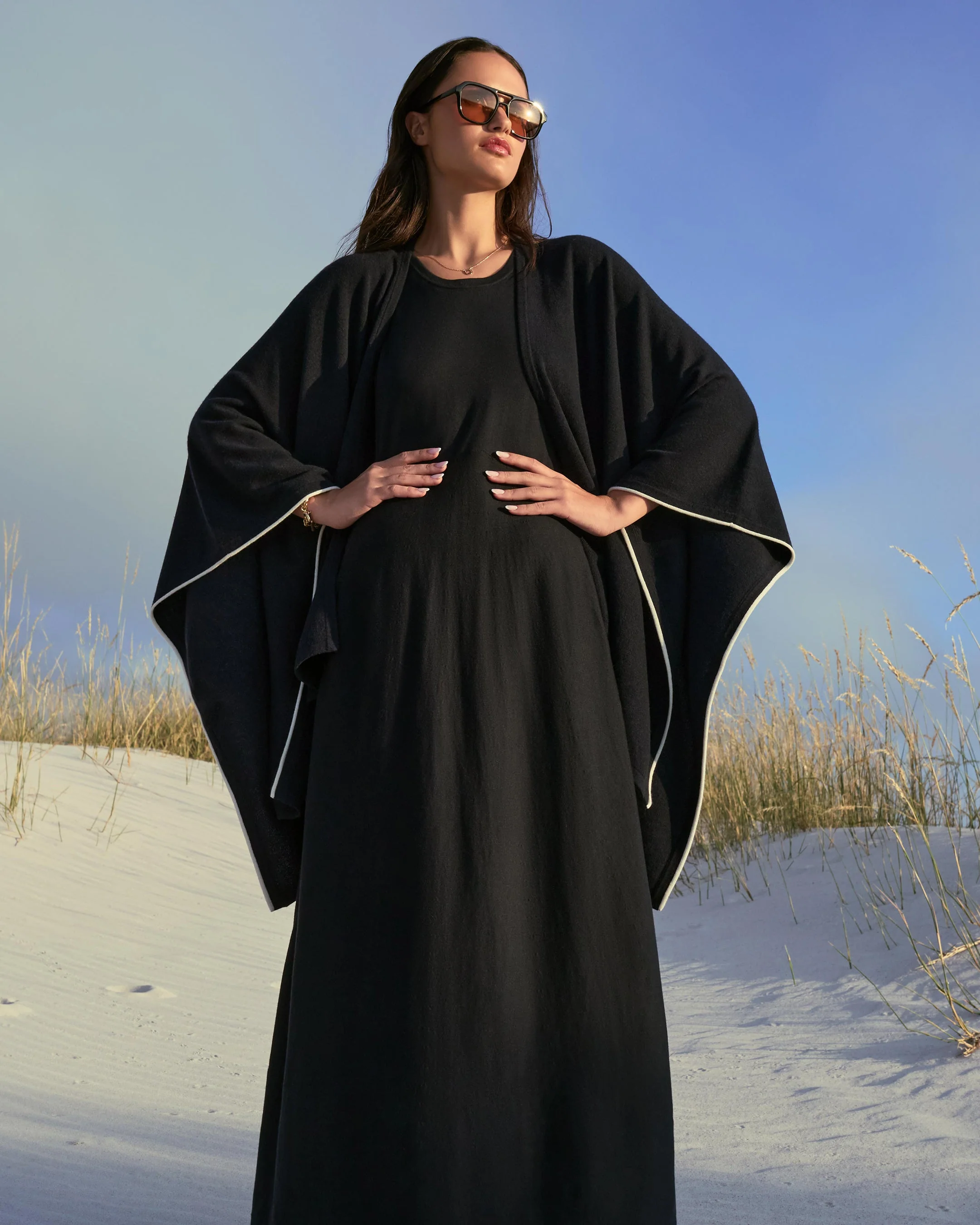 Women's Sleeveless Cotton Blend Maxi Dress Navy Blue - Image 8