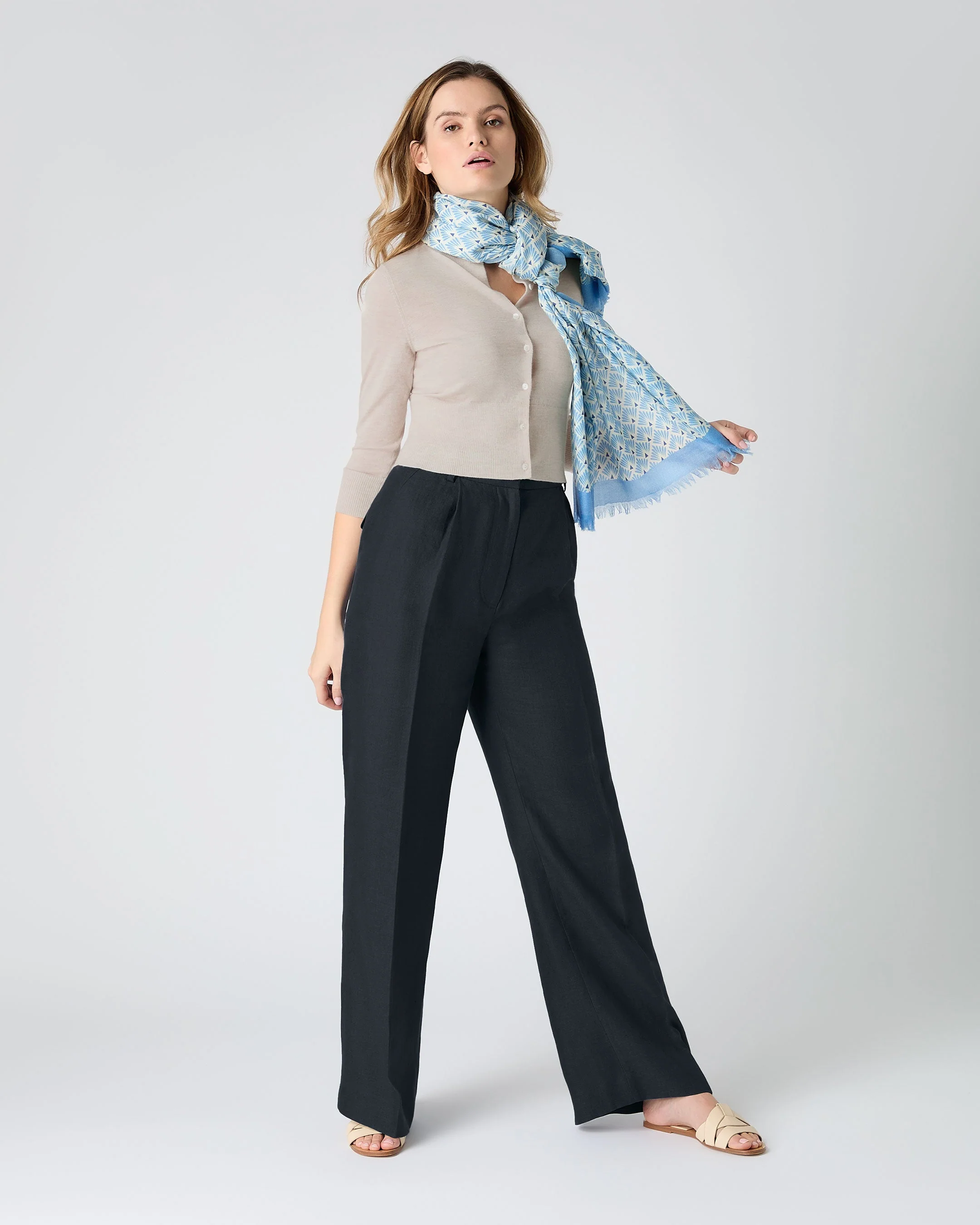 Women's Darcie Superfine Cashmere Cropped Cardigan Sandstone Brown - Image 3