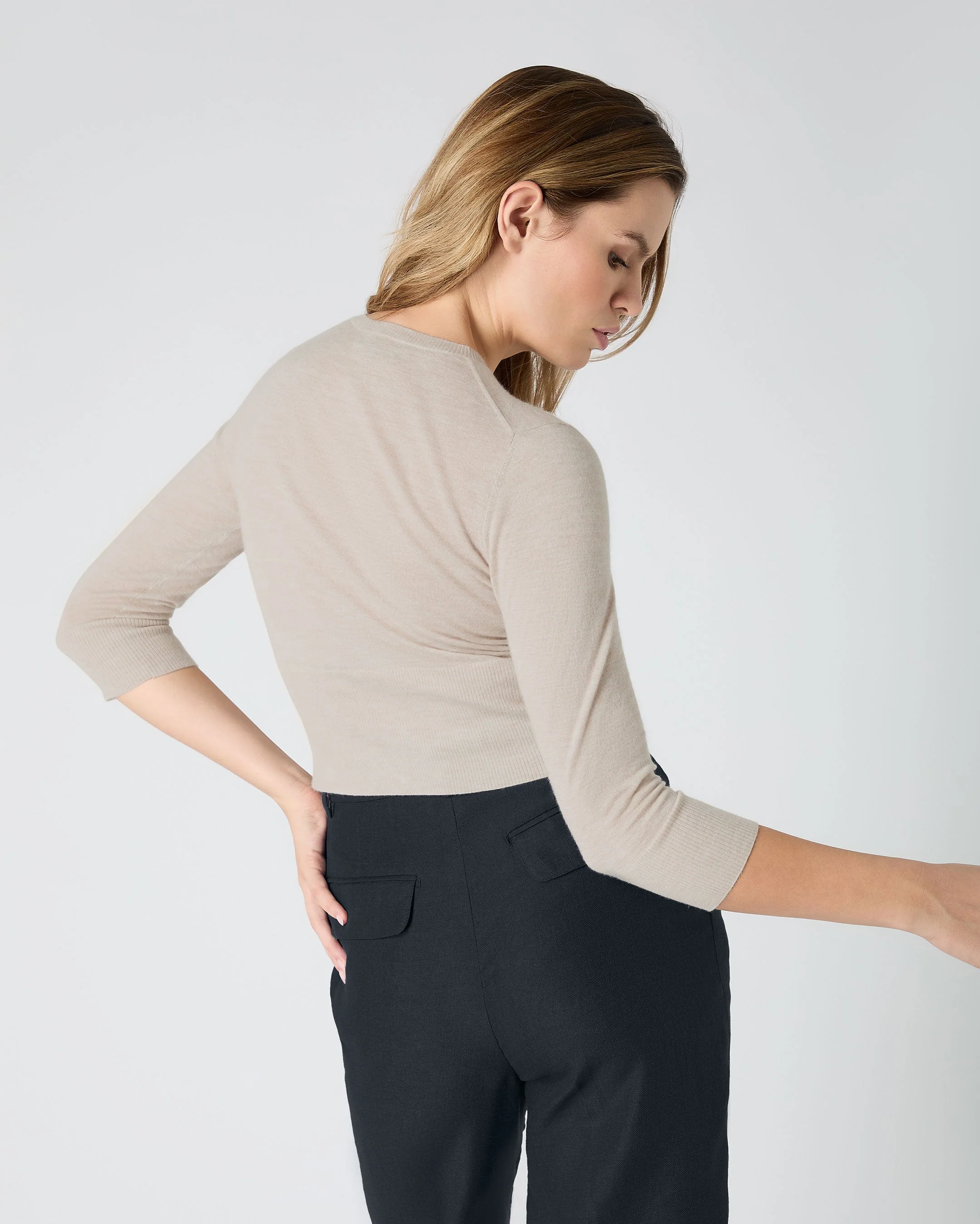 Women's Darcie Superfine Cashmere Cropped Cardigan Sandstone Brown - Image 4