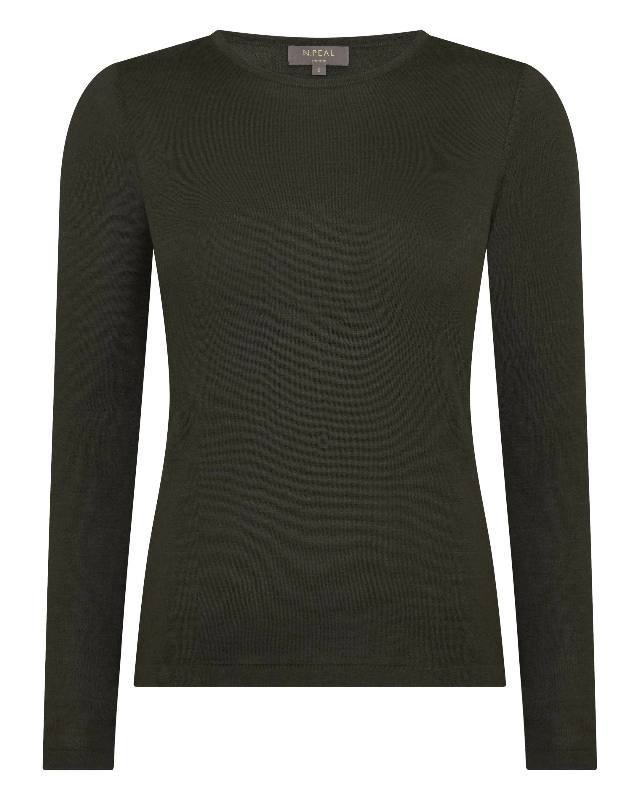 Women's Eden Superfine Cashmere Round Neck Top Arabica Khaki Green - Image 2