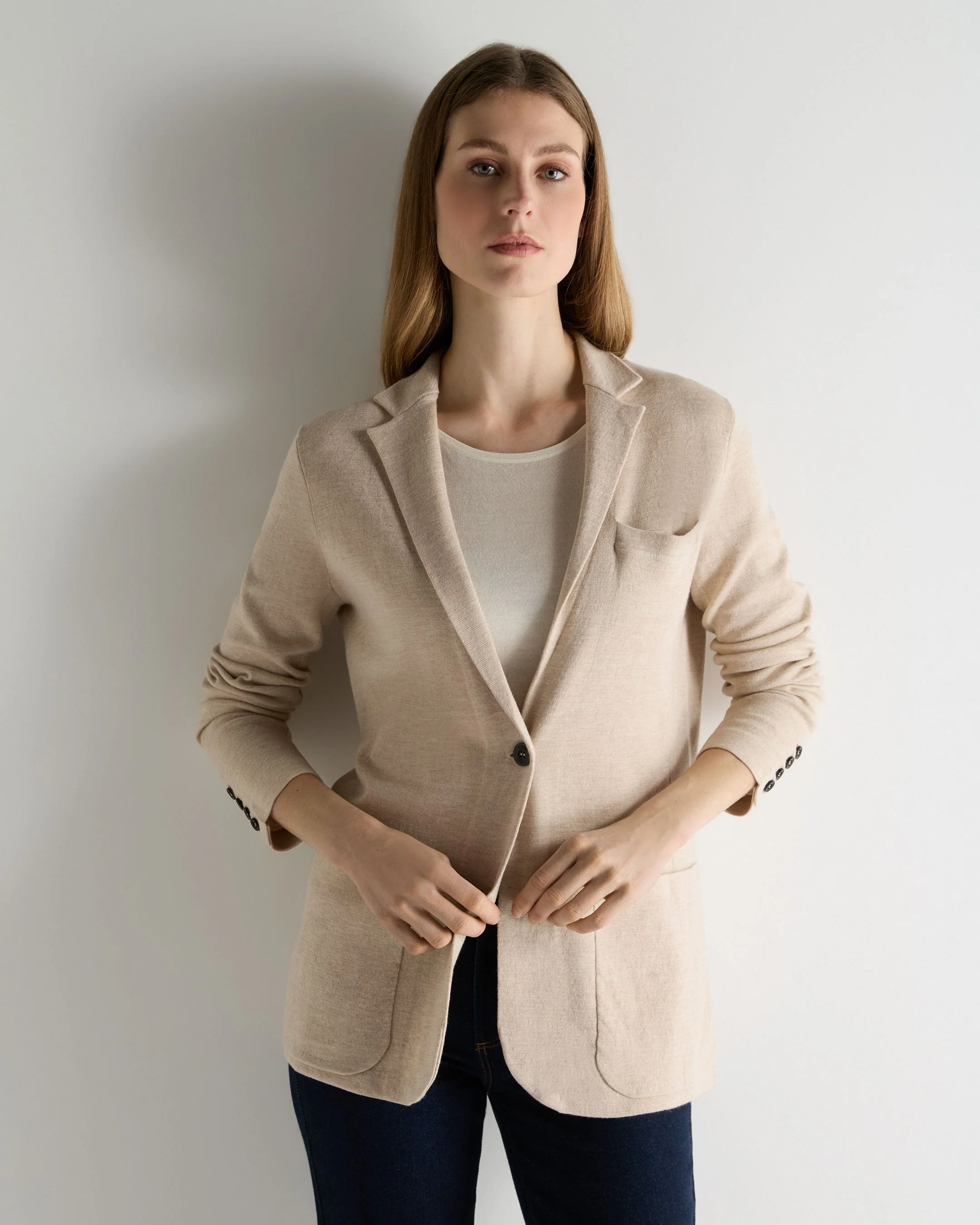 Women's Superfine Cashmere Silk Blazer Sandstone Brown