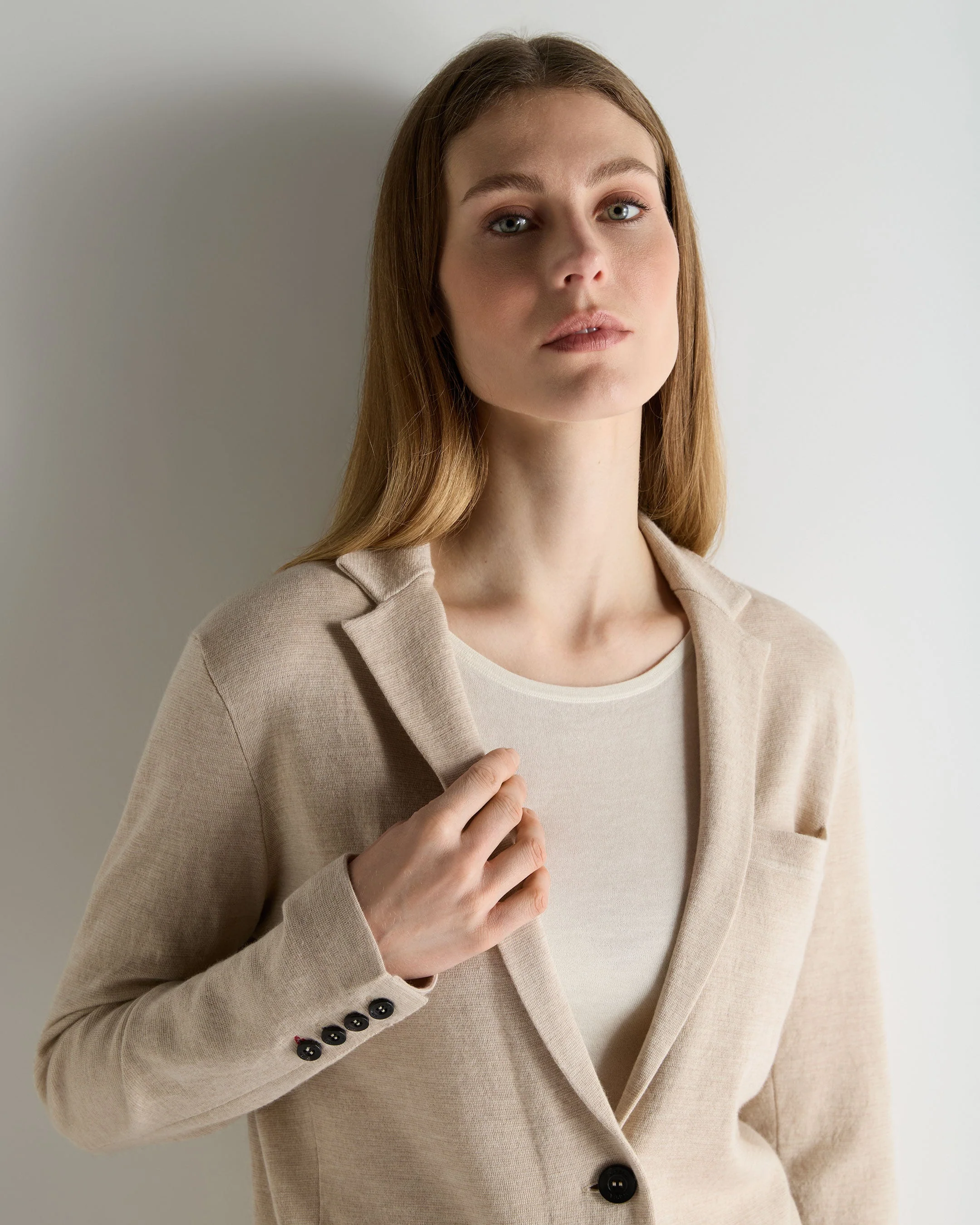 Women's Superfine Cashmere Silk Blazer Sandstone Brown - Image 5