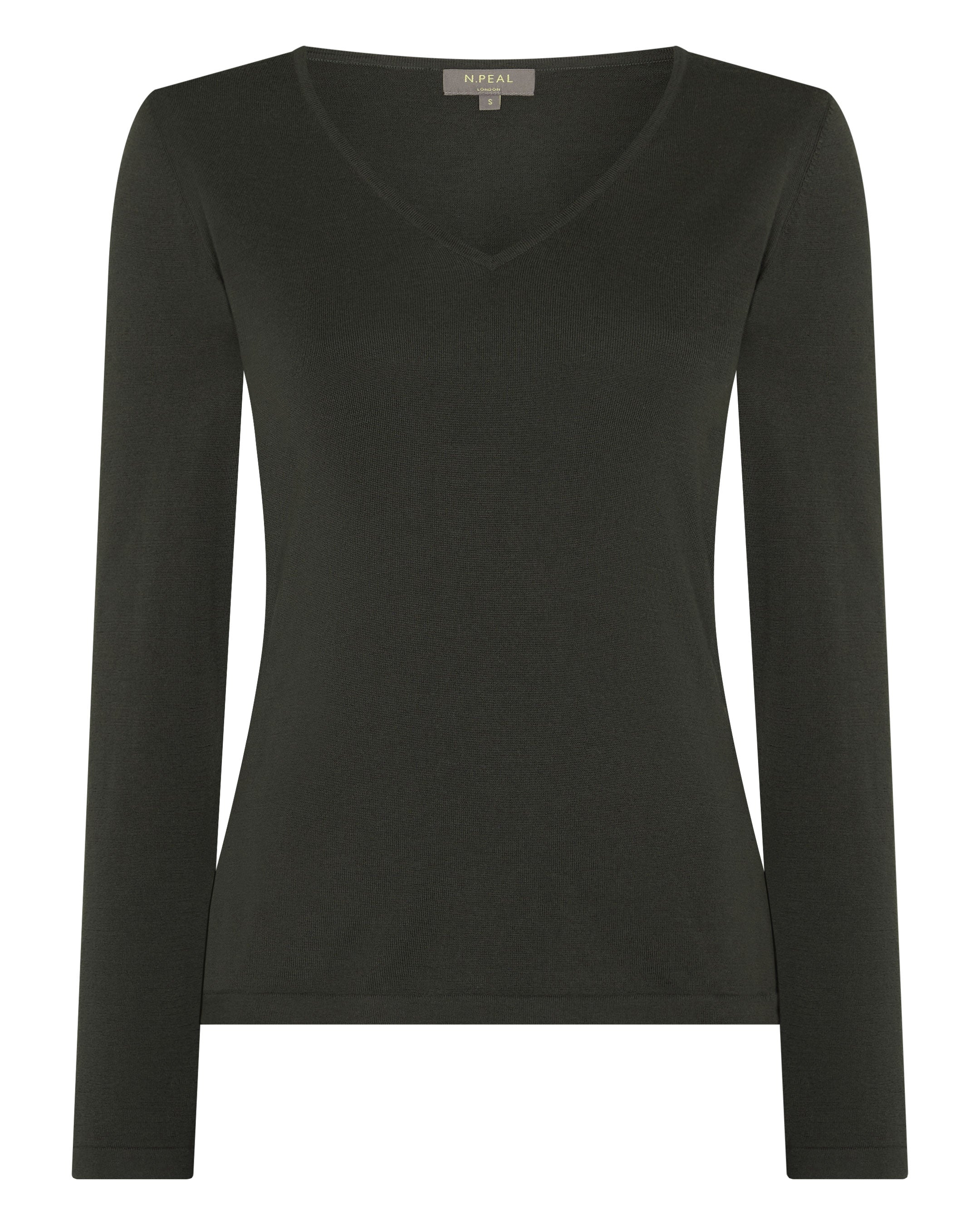 Women's Imogen Superfine Cashmere V Neck Sweater Arabica Khaki Green - Image 2