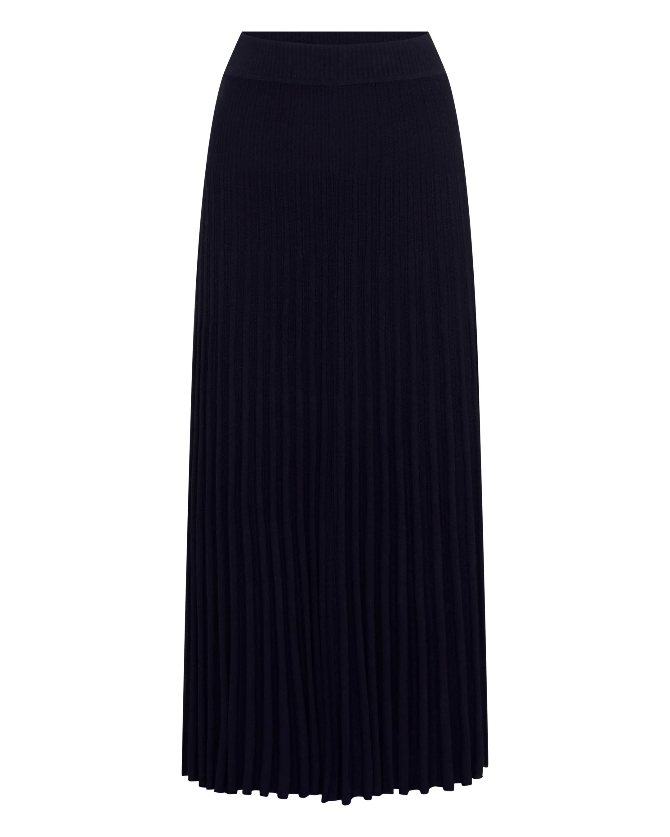 Women's Superfine Pleated Cashmere Silk Skirt Navy Blue - Image 2