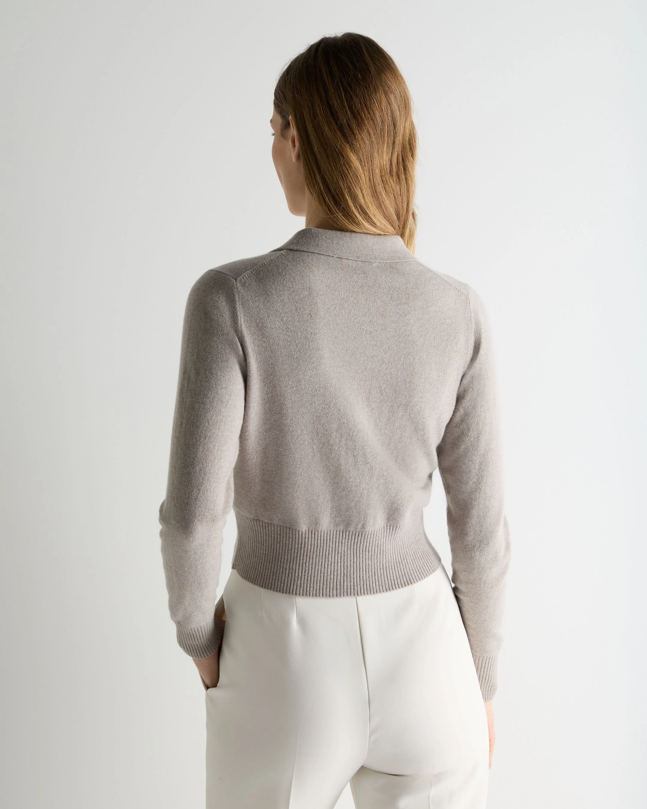 Women's Thea Collared Cashmere Cardigan Oat Grey - Image 4