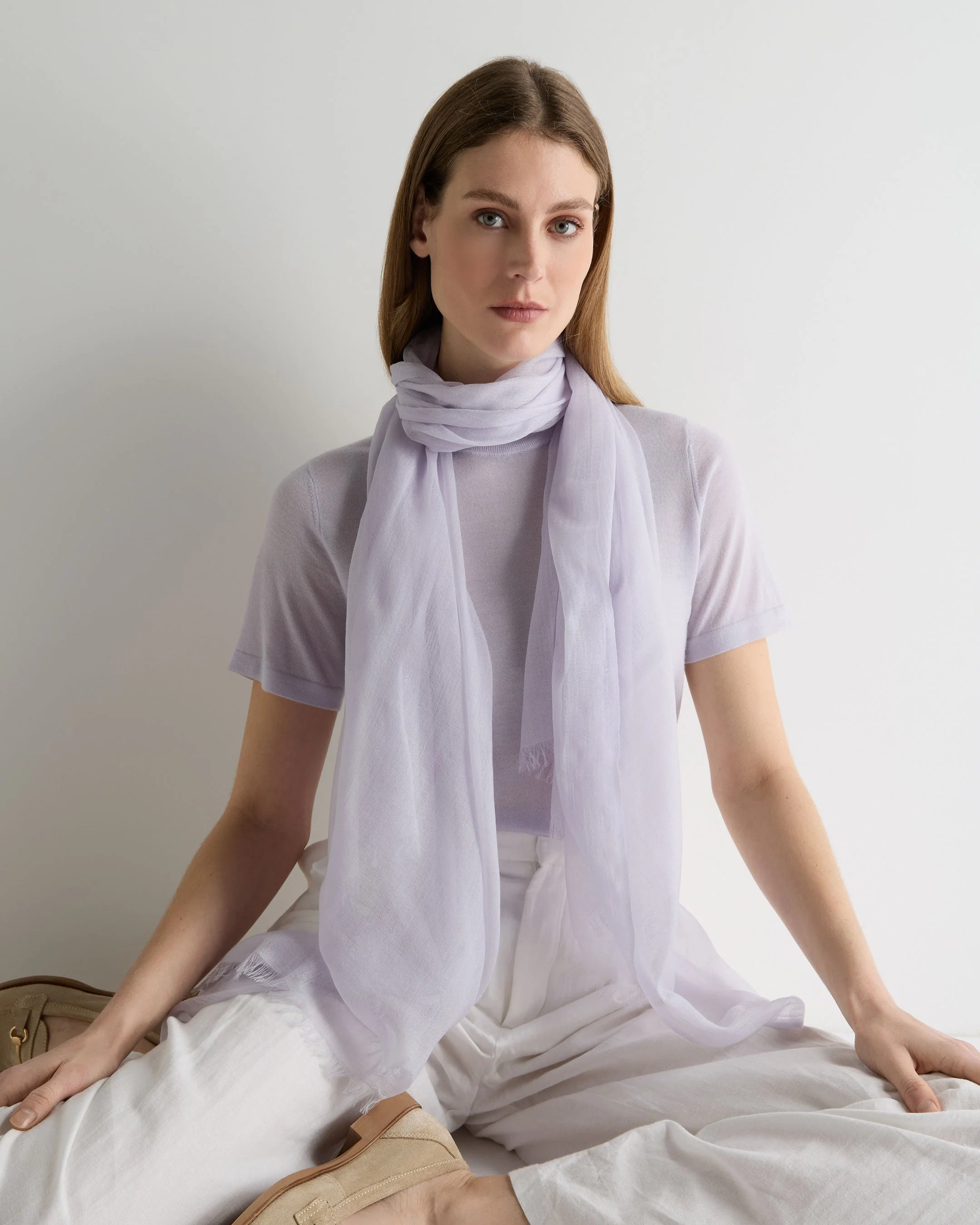 Women's Ultrafine Pashmina Cashmere Shawl Lavender Purple - Image 2