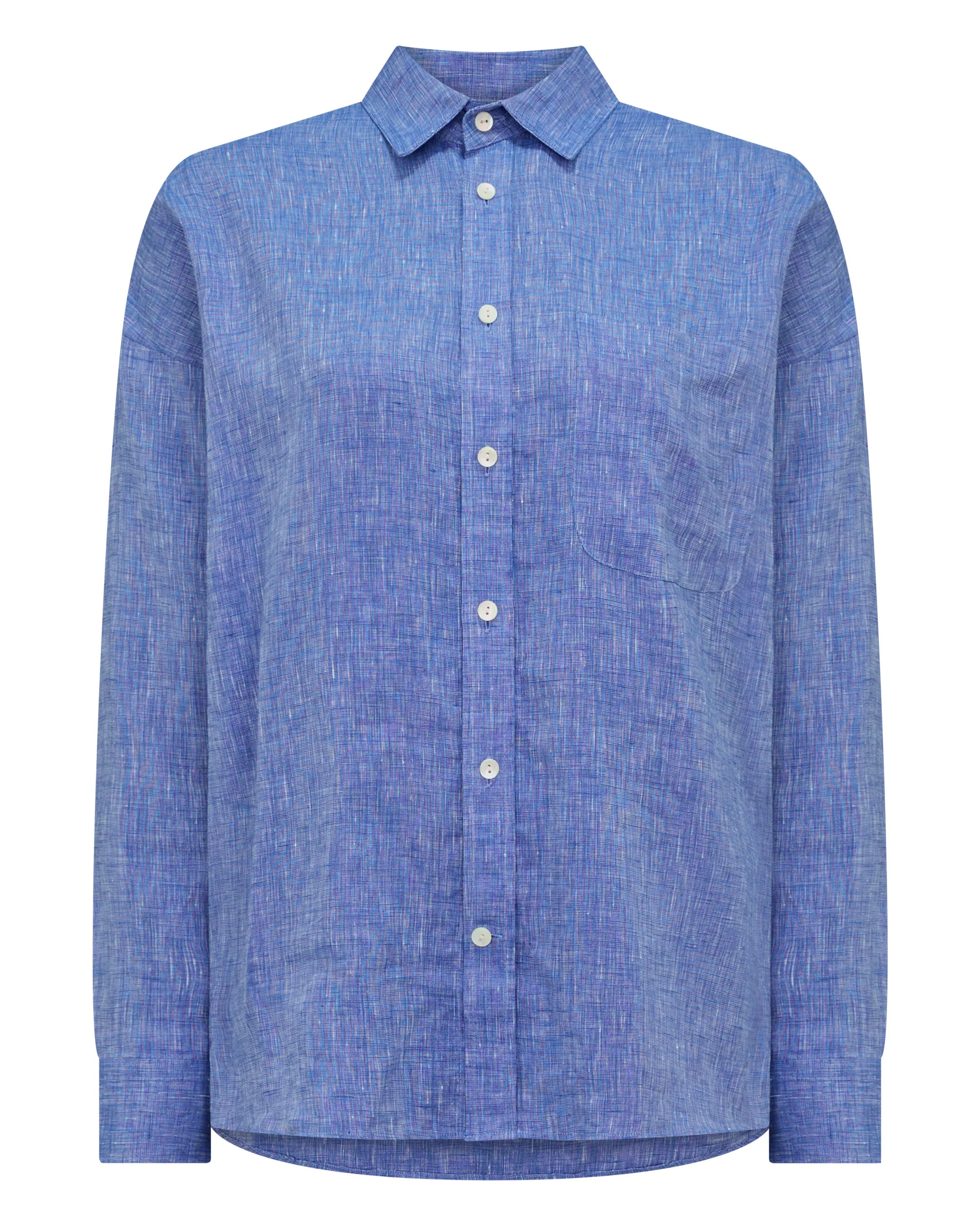Women's Valencia Linen Shirt Denim Blue - Image 2