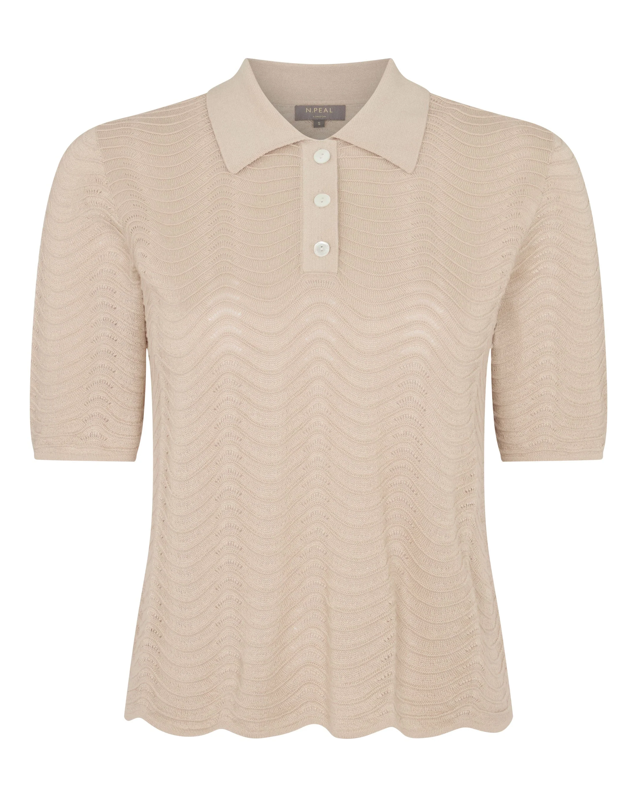 Women's Waverly Silk Cashmere Polo Top Sandstone Brown - Image 2