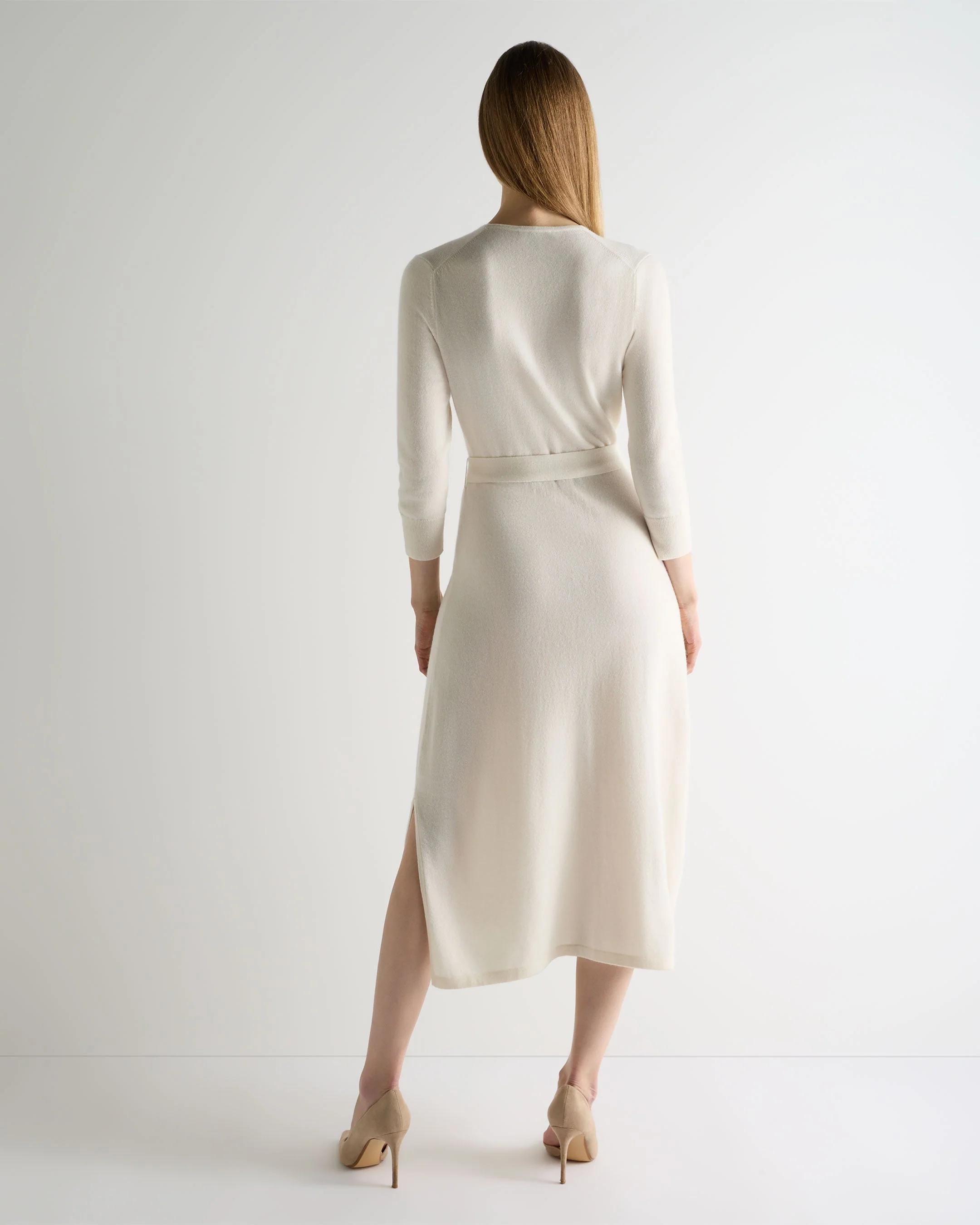 Women's Willa Wrap Cashmere Dress New Ivory White - Image 4