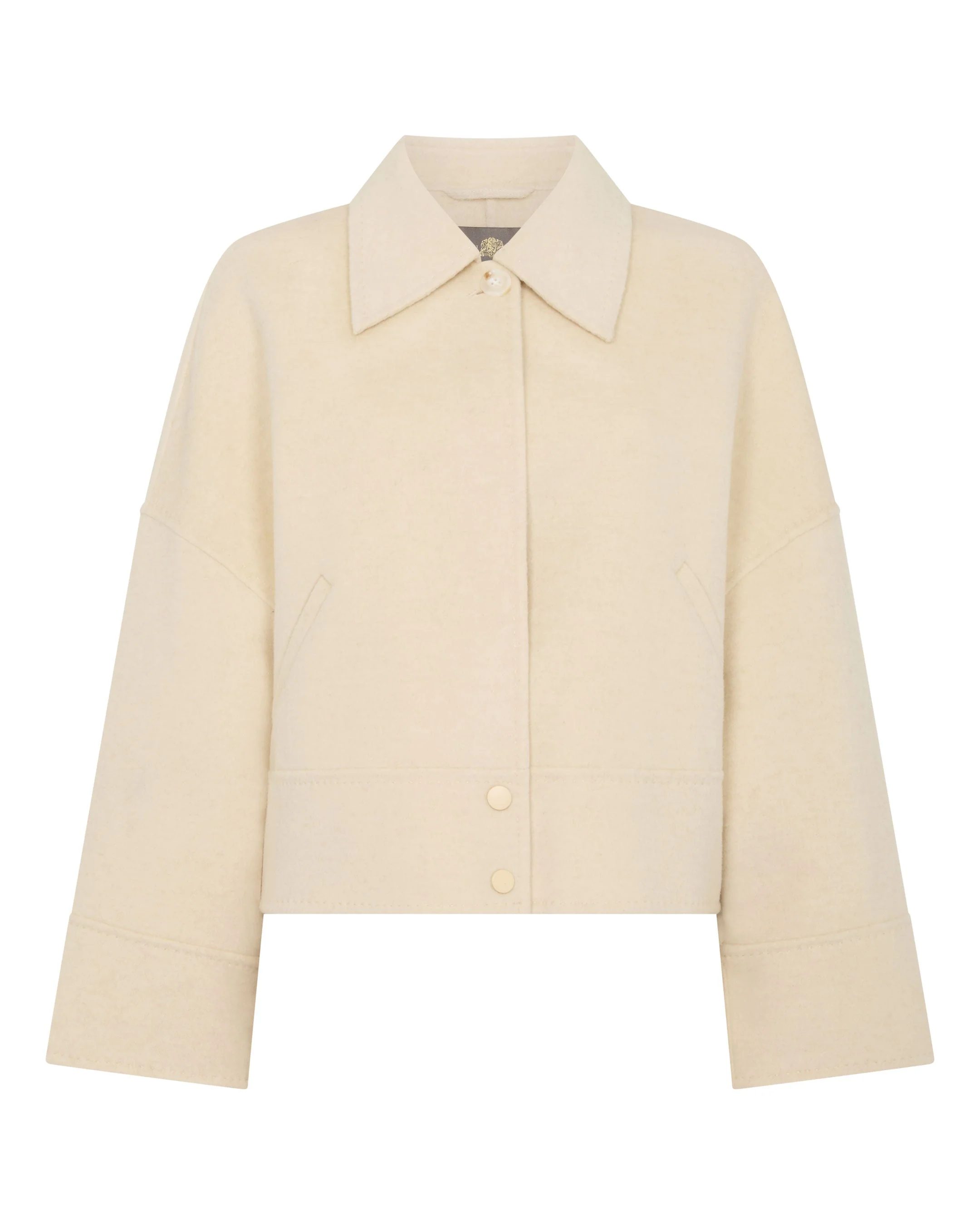 Women's Woven Cashmere Blend Short Jacket Off White - Image 2