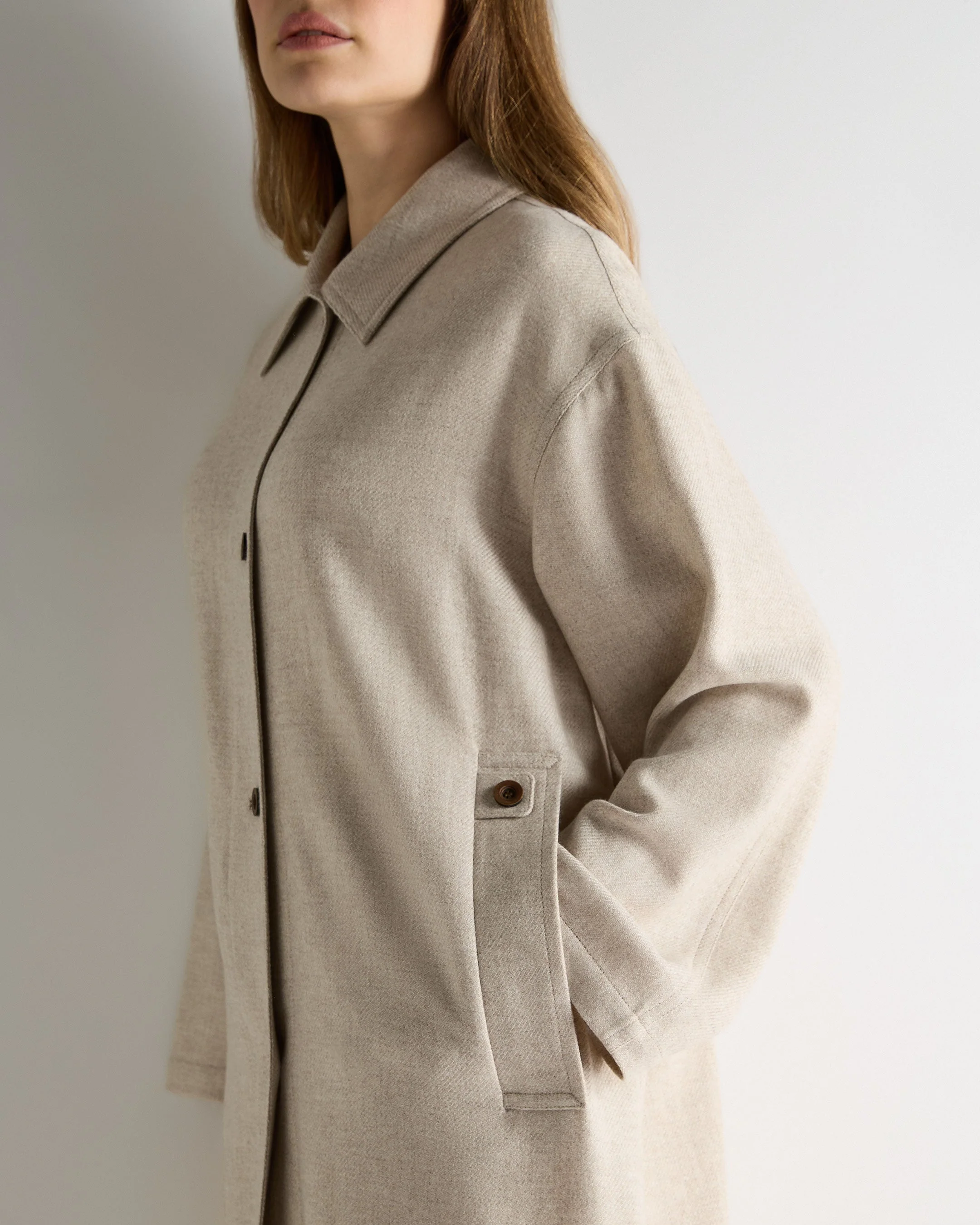 Women's Woven Cashmere Coat Beige Brown - Image 5