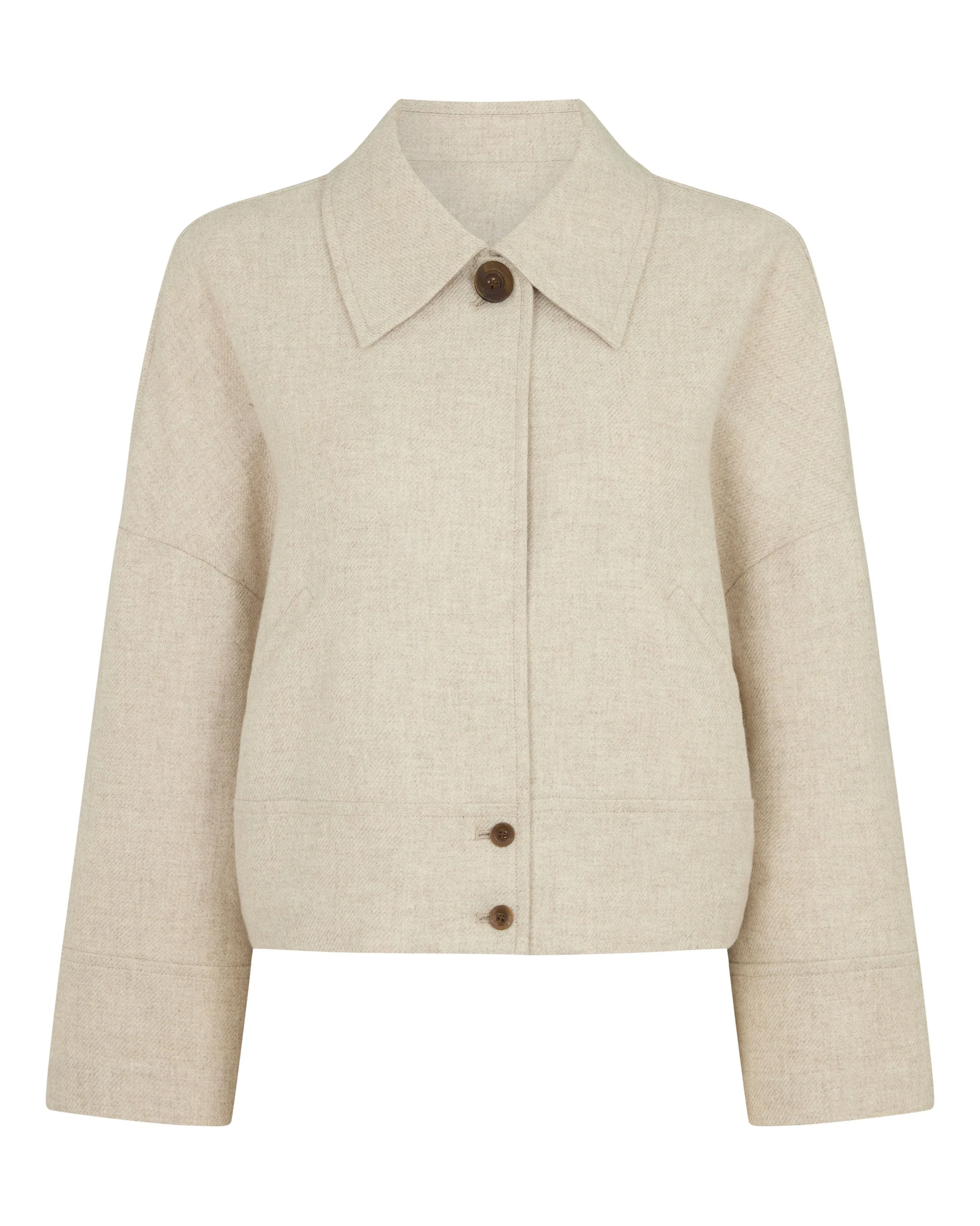 Women's Woven Cashmere Short Jacket Beige Brown - Image 2