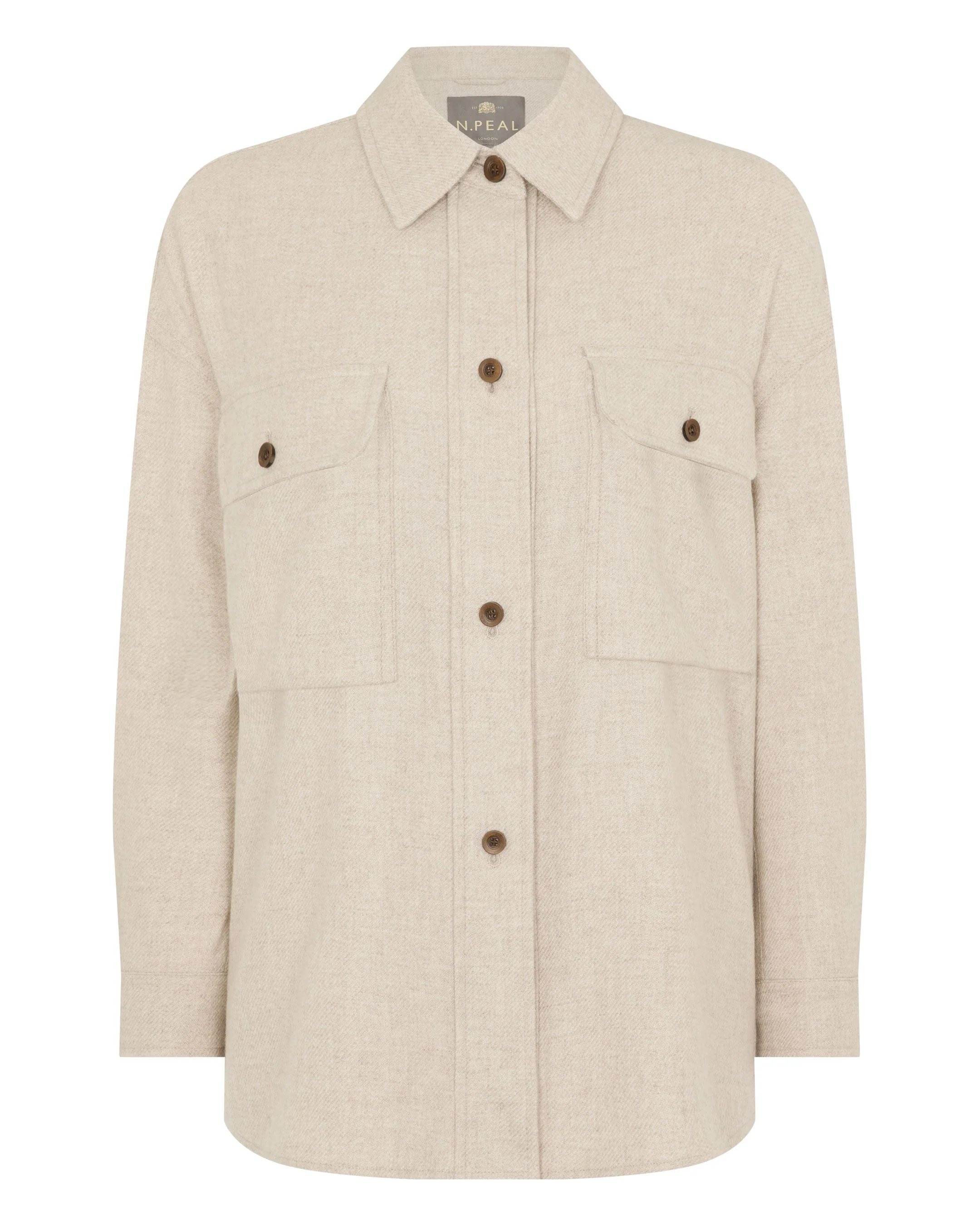 Women's Woven Cashmere Overshirt Beige Brown - Image 2
