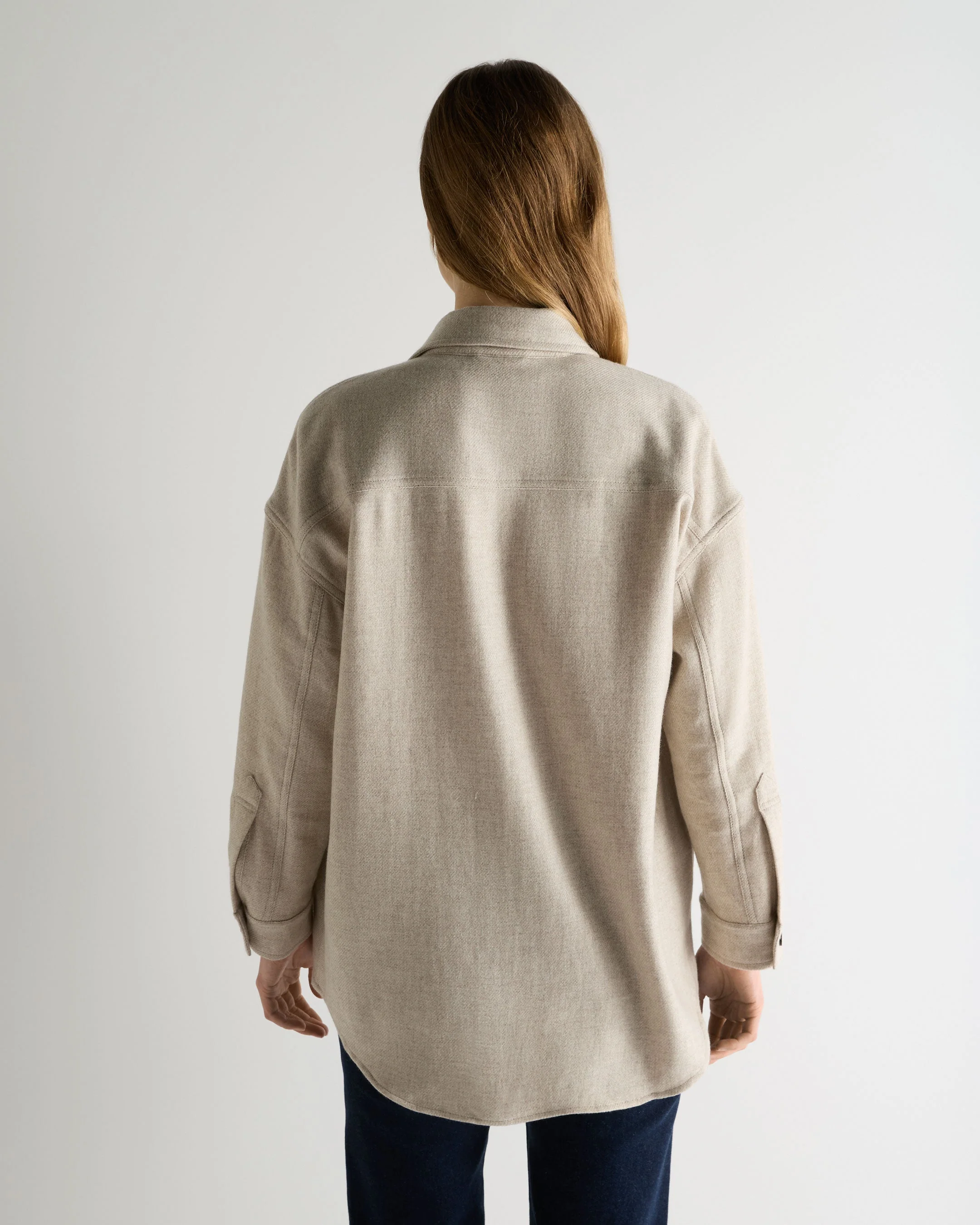 Women's Woven Cashmere Overshirt Beige Brown - Image 4